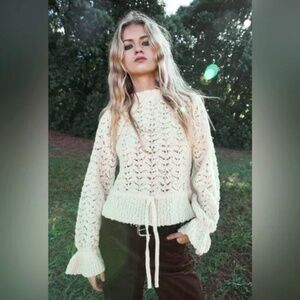 ZARA OPEN KNIT ROMANTIC SWEATER NWT